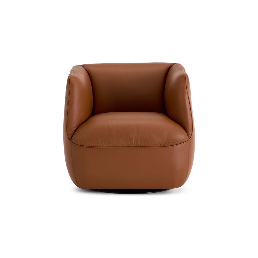 Poltrona Giratória em Couro Natural 30